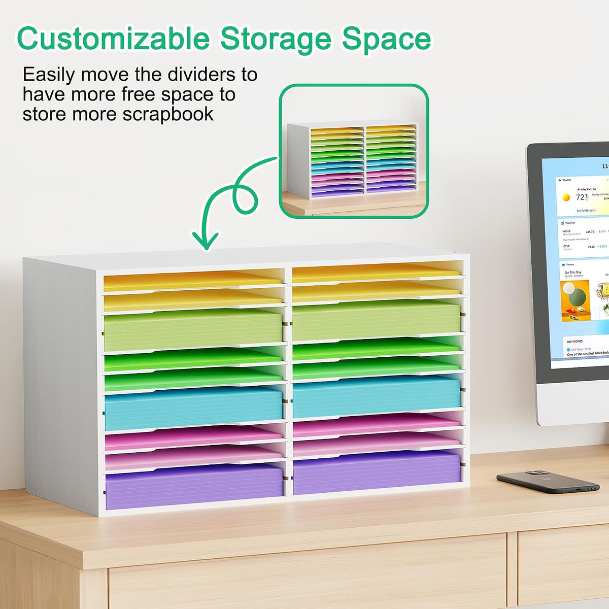EasyPAG Scrapbook Paper Storage Organizer for Craft Room, 12x12 Paper Storage...