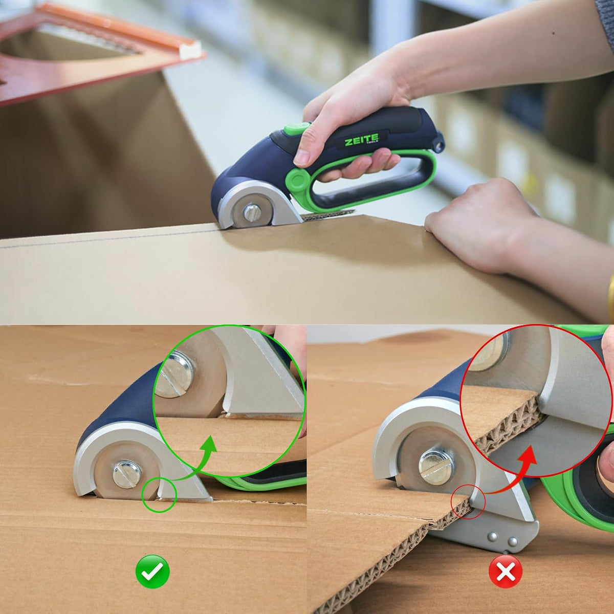 ZEITE 4V Cordless Electric Scissors,Cardboard Cutter with 2 Blades,Storage Bo...