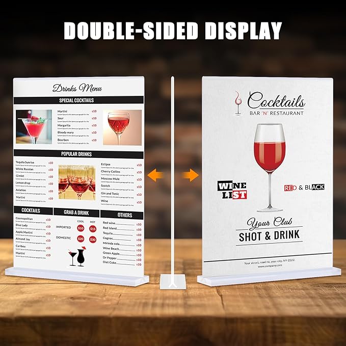 xydstay 12pack Acrylic Sign Holder 8.5 X 11, Vertical T Shape Clear Plastic - Image 7