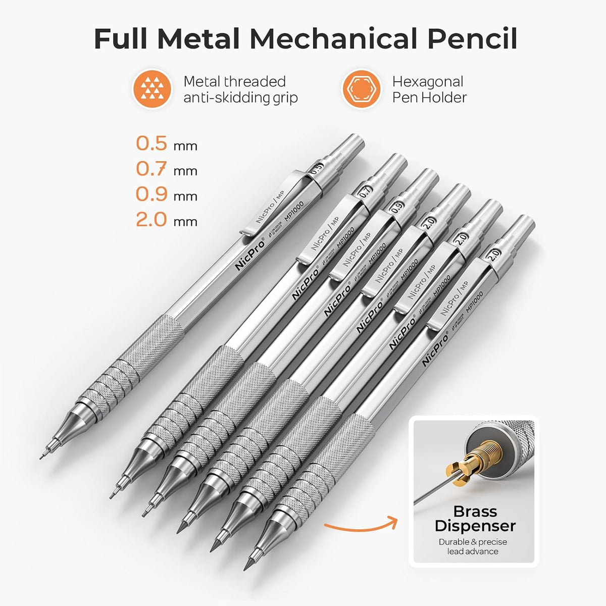 nicpro 33pcs metal mechanical pencil set in leather shown in use