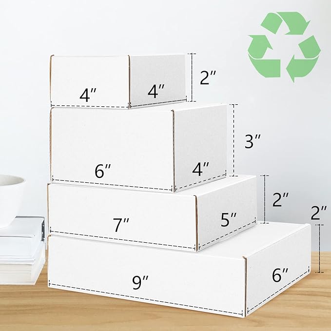 Eupako 4x4x2" Corrugated Box Mailers 50 Pack White Cardboard Small Shipping - Image 7