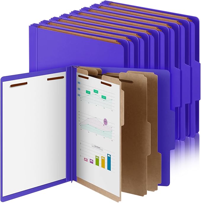 Skyygemm 12 Pcs Classification Folders Letter Size, 3 Divider Pressboard File by Skyygemm