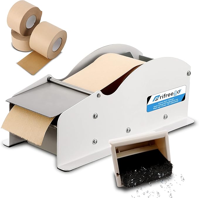Frifreego Water-Activated Tape Dispenser, Manual Width-Adjustable Kraft Gum by Frifreego