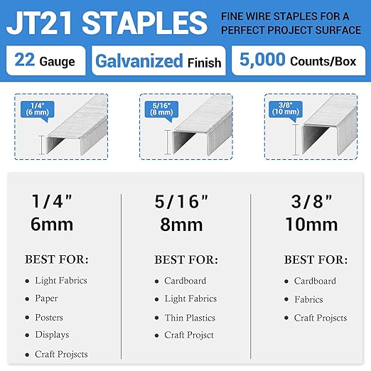 meite JT21 Staples, 3/8 Inch Galvanized Fine Wire Staples - Image 2
