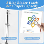 CIXILDTS 1-inch 3 Ring Binder Fit US Letter Size Paper, View Binder - Image 4