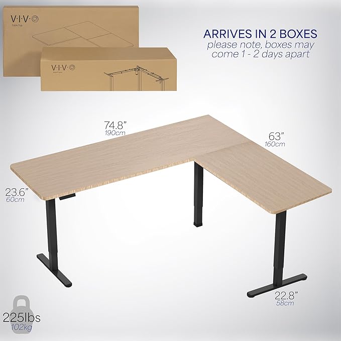 VIVO Electric Corner 75 x 63 inch L-Shaped Standing Desk, Memory Height - Image 4
