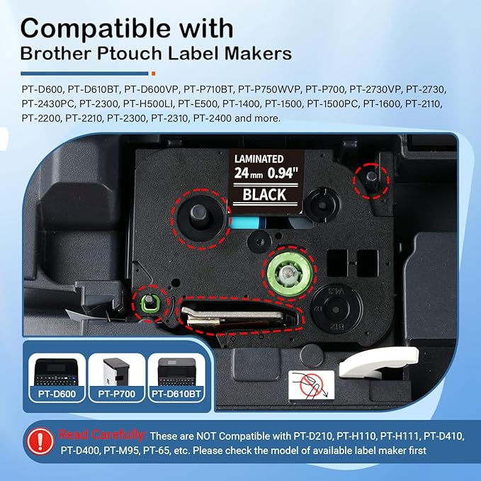 Labelife 24mm Black Label Tape TZe-355 Compatible - Image 2