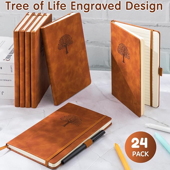 Qeeenar 24 Pack Leather Notebook Journals Bulk 5.7" x 8.3" Harder Cover A5 - Image 5
