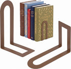 Sanwarm Bookends, 2 Pcs, Metal, for Home Office Desk Shelves Modern Brown | Decorative Book Ends Non-Skid Book Stoppers Holder 1 Pair Gifts for Reading Enthusiasts Library Decor