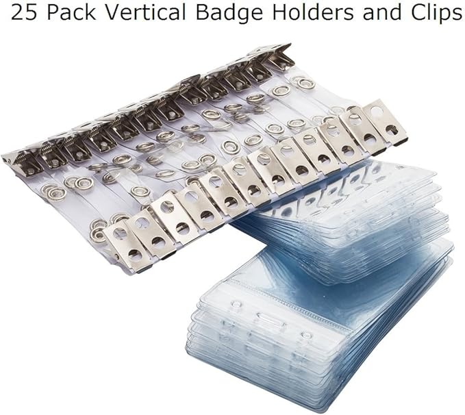 Vertical ID Badge Holder with Clip and Straps Heavy Duty Waterproof Ziplock - Image 2