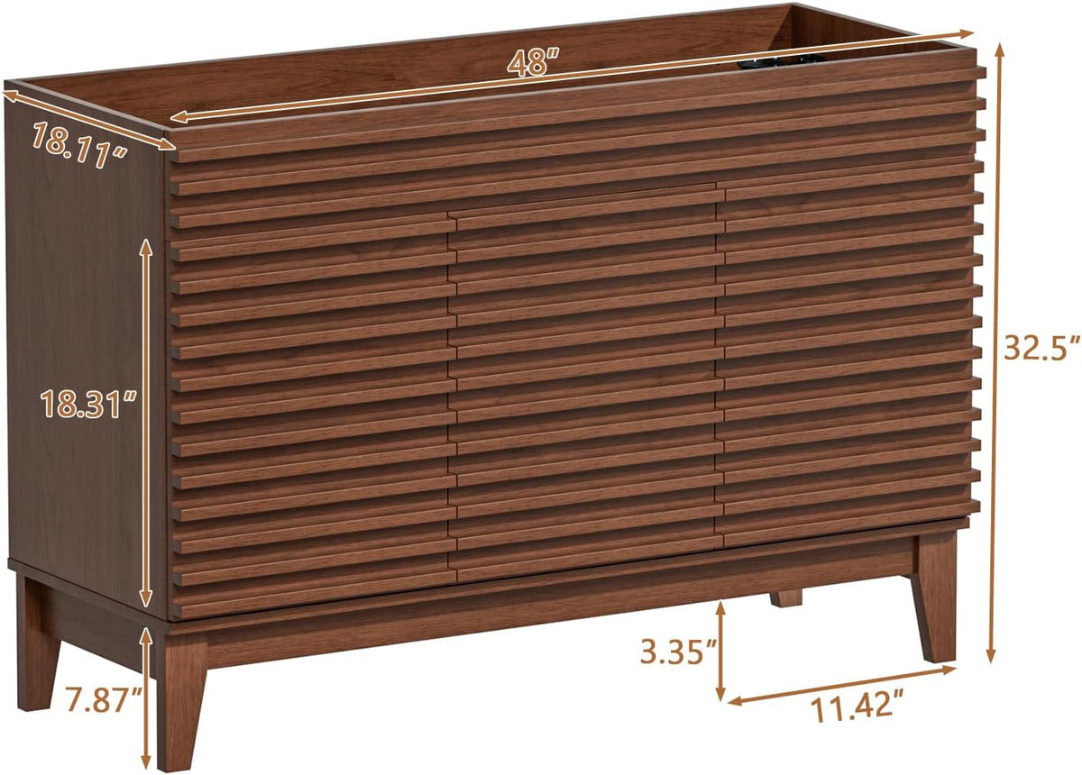 ROOMTEC 48" Bathroom Vanity, Mid-Century Freestanding Bathroom Cabinet V...