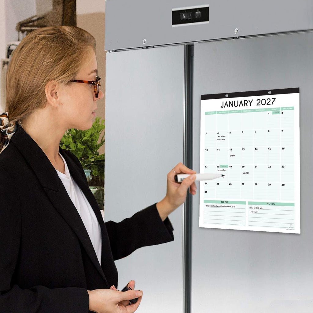 Fridge Calendar 2026-2027 for Refrigerator by StriveZen, 12x16 Inches, Large, Monthly, Magnetic, Vertical, July 26 - December 27, Academic, Space for Notes, To Do