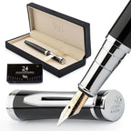 Wordsworth & Black Fountain Pen Set, Broad Nib, Includes 24 Pack Ink Cartridges by WordsworthBlack