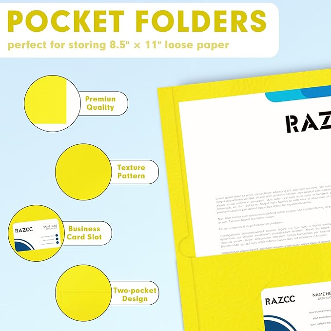 Two Pocket Folders, RAZCC 50 Pack 2 Pocket Folders Fit Letter Size Paper - Image 3