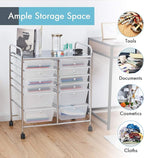 LDAILY 12 Drawer Rolling Storage Cart, Craft Cart Organizer on Wheels w/Metal - Image 4