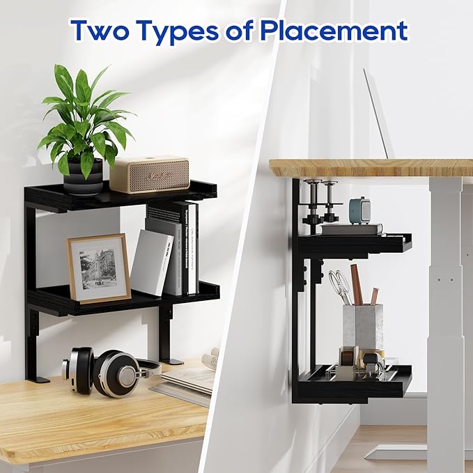 ART-GIFTREE Clamp On Desk Shelf 2-Tier, 12.5 inche Wood Shelving Unit - Image 4