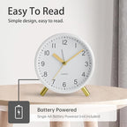 Analog Alarm Clock, 4 inch Super Silent Non Ticking Small Clock - Image 3