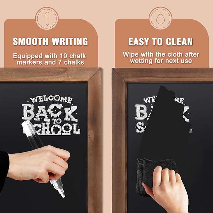 SELEAD 100% Real Wood Frame Magnetic Chalkboard Words Sign - Image 9