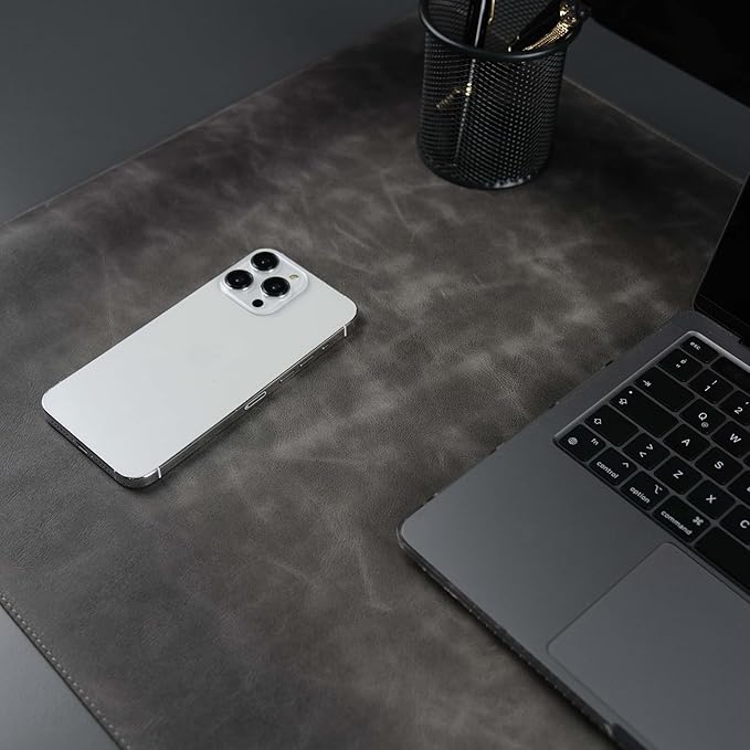 TORONATA Jersey Genuine Calfskin Leather Desk Pad, Office Desk Mat - Image 3