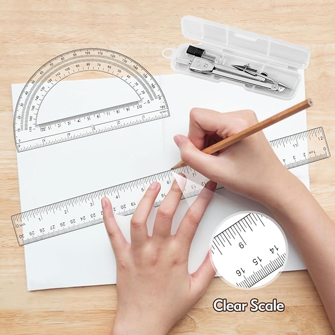 3 Pcs Plastic 12 Inch Ruler, Durable Transparent Drawing Measuring Rulers - Image 4