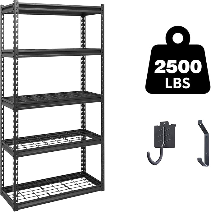 Shuntong The Atlas 30" W x 12" D x 60" H Adjustable Garage Storage Shelves Load by Shuntong