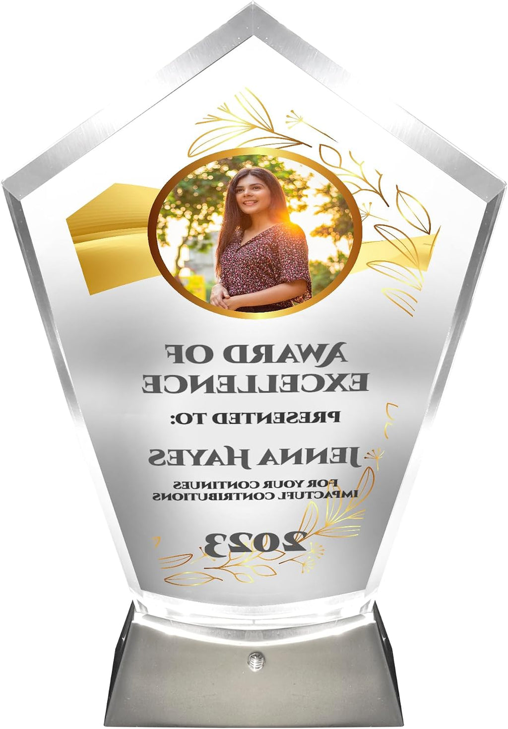 9 1/4" Personalized Award Glass Plaque, Personalized as Awards and Trophies, Glass Awards Plaques as Retirement and Employee of the Month Plaque, Appreciation and Leadership Gifts Designs (Design 6)