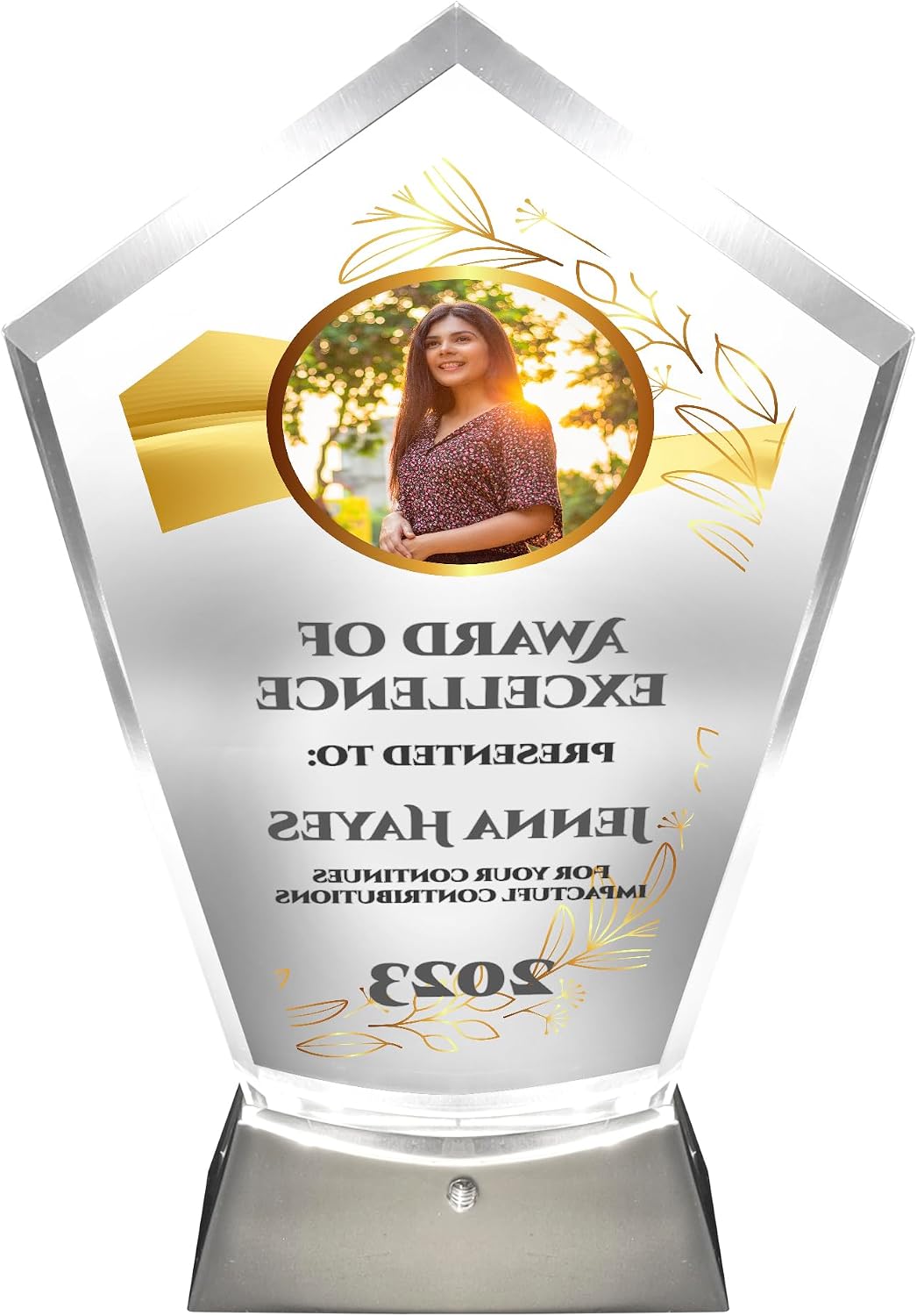 9 1/4" Personalized Award Glass Plaque, Personalized as Awards and Trophies, Glass Awards Plaques as Retirement and Employee of the Month Plaque, Appreciation and Leadership Gifts Designs (Design 6)