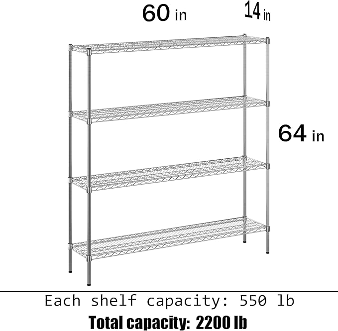Regal Altair 14" Deep x 60" Wide x 64" Height Wire Shelving Kit | 4-Tier | NSF - Image 3