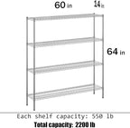 Regal Altair 14" Deep x 60" Wide x 64" Height Wire Shelving Kit | 4-Tier | NSF - Image 3