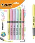 BIC Brite Liner Grip Pocket MINI Highlighter, Pastel Ink Colors, Chisel Tip by BIC