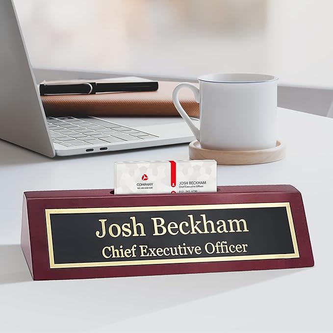 Business Wood Name Plate for Desk | Custom Desk Name Plate Personalized Gift by EngravingInternational
