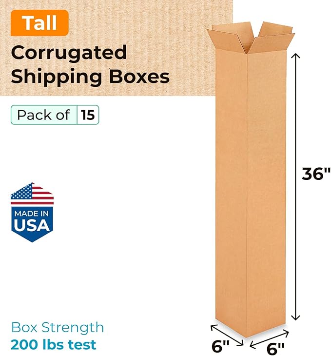 Tall Moving & Shipping Boxes 6"L x 6"W x 36"H - Image 2