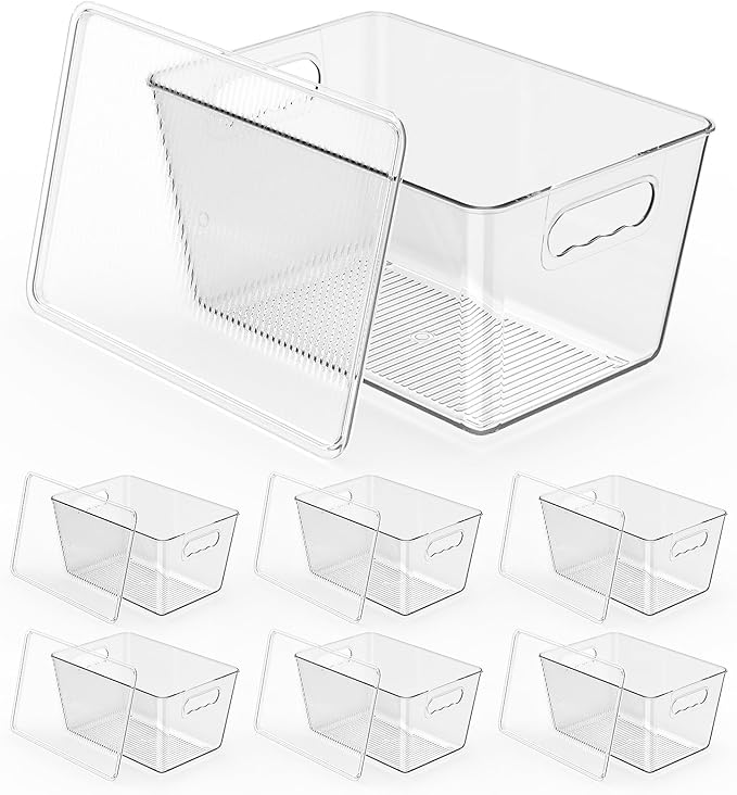 KJIXYUNG 6 Pack Clear Stackable Storage Bins by KJIXYUNG