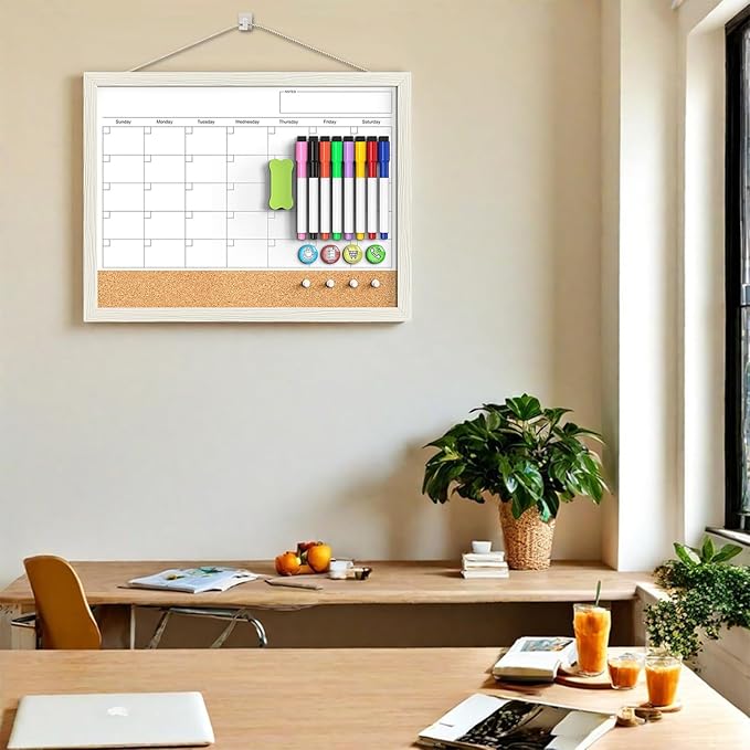Calendar Whiteboard for Wall, TANKEE 17x13 Inches Whiteboard Calendar Cork - Image 6