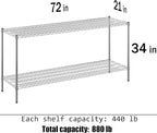 Regal Altair 21" Deep x 72" Wide x 34" Height Wire Shelving Kit | 2-Tier | NSF - Image 3