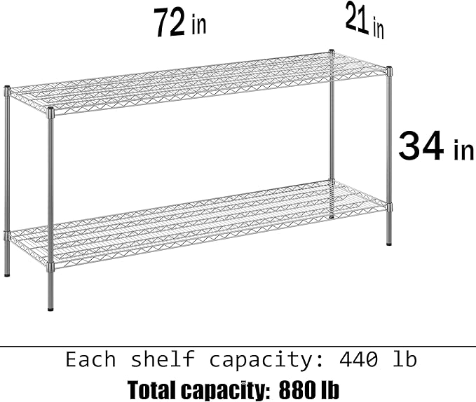 Regal Altair 21" Deep x 72" Wide x 34" Height Wire Shelving Kit | 2-Tier | NSF - Image 3