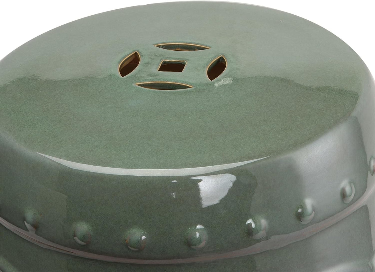 Outsunny 14" x 17" Ceramic Garden Stool Strong Glazed Material Green
