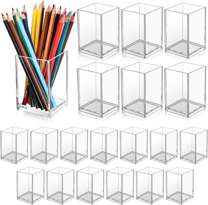 Crtiin 20 Pcs Acrylic Pen Holder Pencil Cup Desk Organizer, Clear