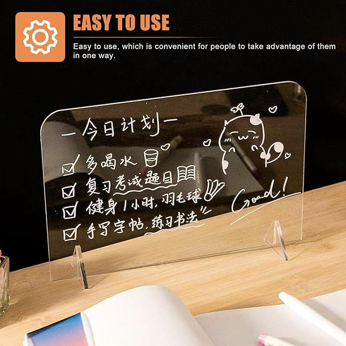 ELAYARD 5pcs Acrylic Desktop Whiteboards Clear Writing Message Boards Simple - Image 7