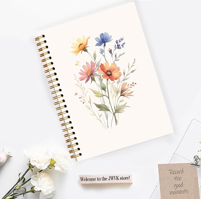 JWVK Vintage Wildflower Spiral Notebook, Rustic Cottagecore Floral Notebooks - Image 3