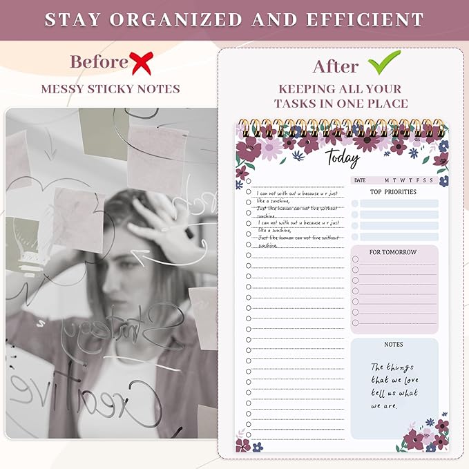 Thboxes 60 Pages To Do List Notepad, 6.7” X 9.8” To Do List Notebook Tear Off - Image 4