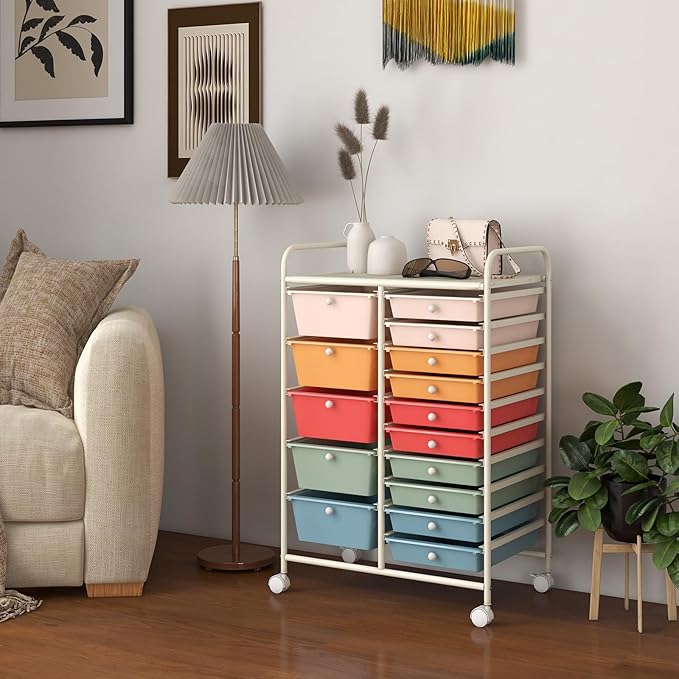 GLACER 15 Drawers Rolling Cart, Storage Cart - Image 2