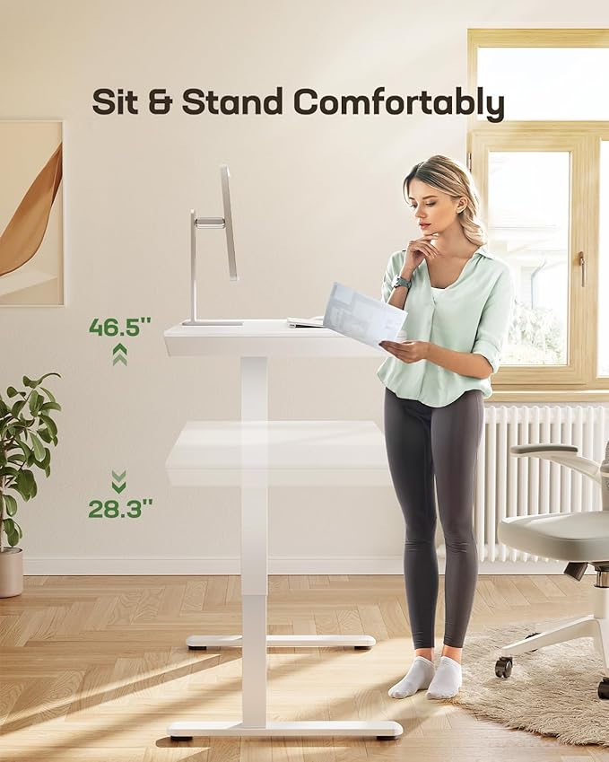Marsail Standing Desk with Drawer, 48 x 24 inch Whole Piece Tabletop Electric - Image 6