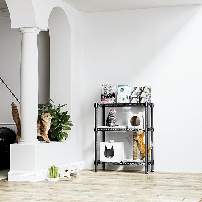 M MZG 750 lbs 3 Tier Shelf Metal Storage Shelves Wire Rack Closet Organizers - Image 2