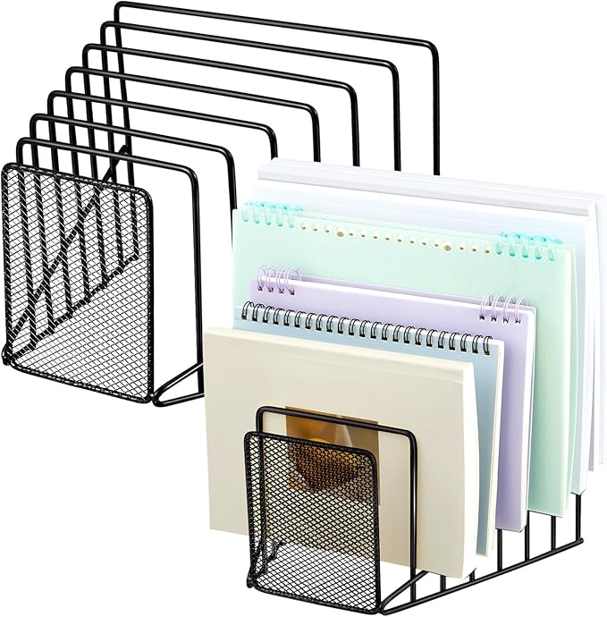 2 Pcs 7 Section Incline File Sorter Metal Wire Mesh File Rack by Chivertion