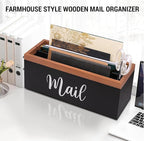 100% Real Wood Mail Organizer for Countertop, Dual-Sided Mail Script Design - Image 2