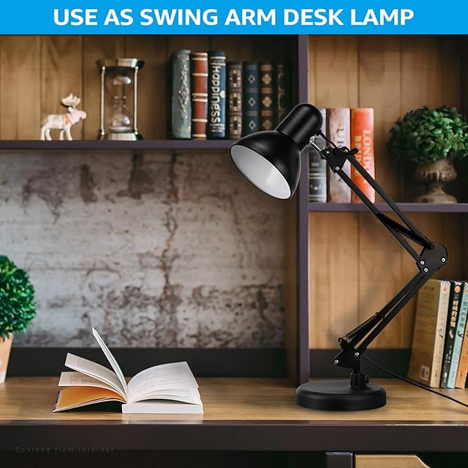 TORCHSTAR Metal Desk Lamp with Clamp, Swing Arm, Architect Adjustable Gooseneck - Image 3