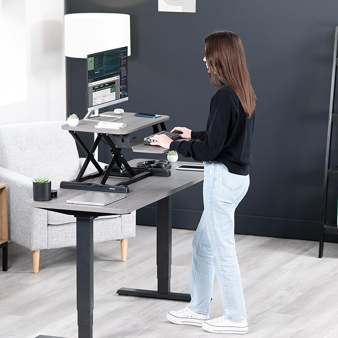 VIVO 26 inch Desk Converter, K Series, Height Adjustable Sit to Stand Riser - Image 9
