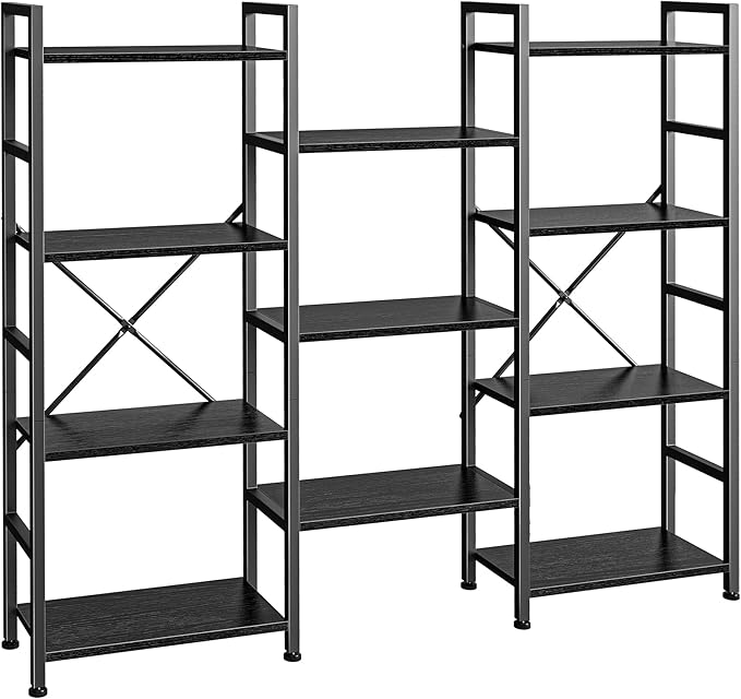 SUPERJARE Triple 4 Tier Bookshelf, Bookcase by SUPERJARE