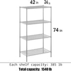 Regal Altair 24" Deep x 42" Wide x 74" Height Wire Shelving Kit | 4-Tier | NSF - Image 3